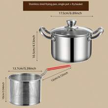 Pasta Pot, Deep Fryer, French Fry Pot, Noodle Pot, Soup Pot, Strainer Basket - Silver - View 6