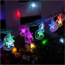 1 paquete de 10/20/30/40 luces de cadena con forma de luna y flores, lámpara de ambiente de hadas colgante, alimentada por batería, adecuada para el hogar, dormitorio, patio, jardín, vacaciones, Ramadán, festivales y decoración de Año Nuevo - Multicolor - Ver 4