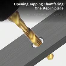 12pcs Stepped Drill Bit Set, Titanium Coated Cast Iron Cutter 4-20 4-12 3-12mm Pagoda Stepped Drill, 3mm 6mm 8mm Serrated Drill, Metric Thread Taps For Screws, Drilling And Tapping, Suitable For Woodworking And Metal, Titanium Alloy Drill Bits And Tap Set, Metric Thread M10 Tap, Hex Shank Manual Repair Tools, Suitable For Handwork, Factory, Workshop, DIY From WorkMate Tools - Multicolor - View 7