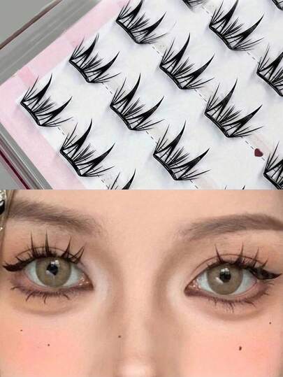 Waloshow 36 chiếc/hộp Mi giả mắt mèo không cần keo, kiểu C-Curl, 11-13mm, hiệu ứng trang điểm tự nhiên, tự dính, đan chéo tinh tế, mềm mại và nhẹ, không cần keo, dụng cụ trang điểm Hàn Quốc, quà tặng cho phụ nữ/bé gái, chùm mi giả, mi giả, mi giả riêng lẻ