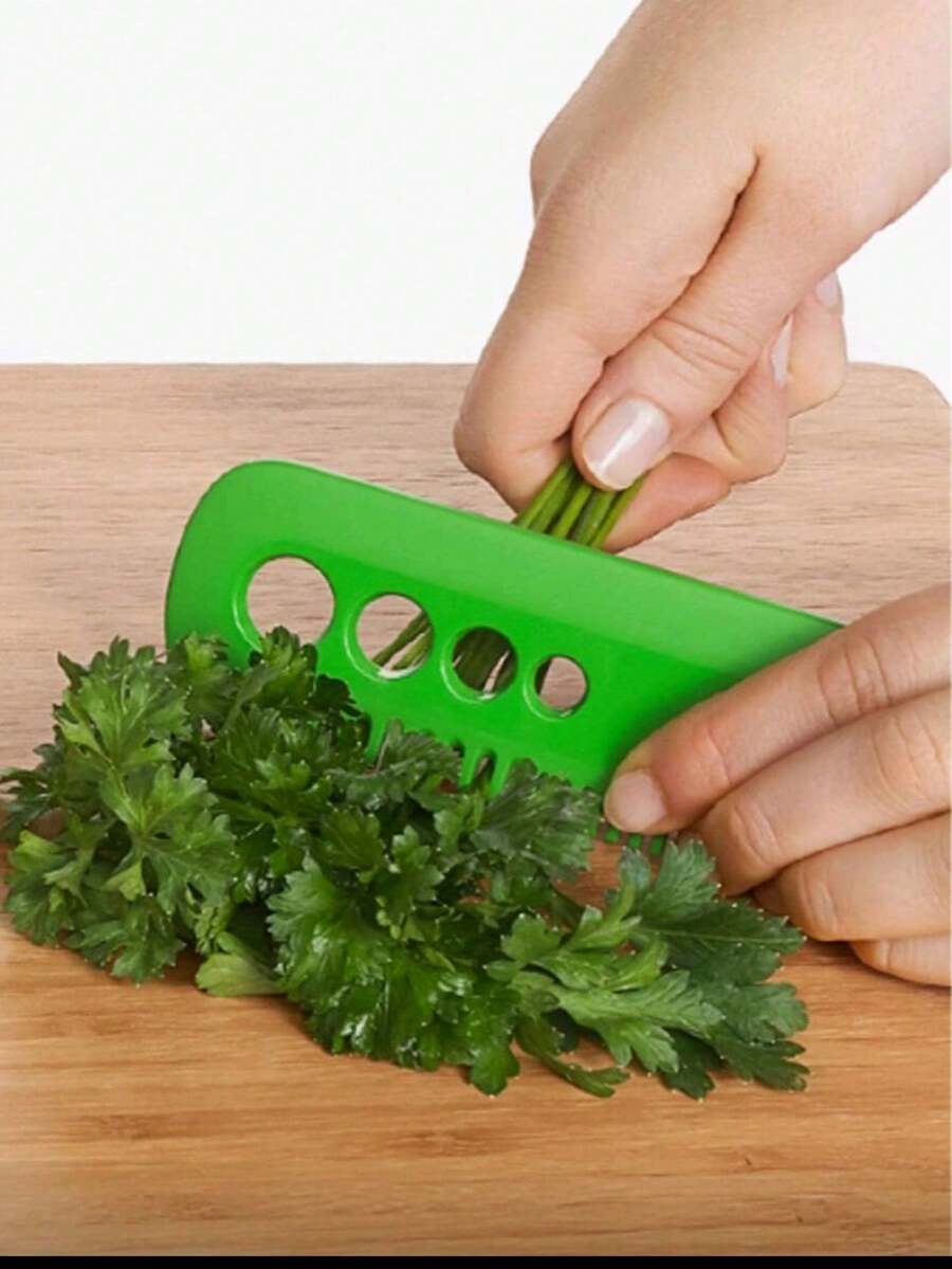 1pc ABS Leaf Peeler, Simple Green Portable Leaf & Herb Peeler, Suitable For Kitchen