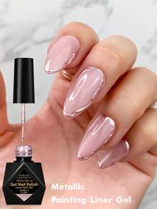FOUR LILY 10ml Y2K Metallic Painting Liner Gel Nail Polish Set, Gold Silver Super Bright Mirror Painted Gel Polish, Semi-Permanent Line UV Gel Nail Art Varnish For Drawing French Nails Manicure Kit For Home Salon Diy Gift For Women - Hồng - Xem 9