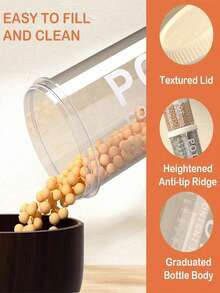 1个密封食品储物罐，厨房储藏罐，适用于谷物和麦片，透明塑料容器，5个隔间可存放各种谷物和麦片，透明塑料罐和盒子，用于干货储存 - 彩色 - 查看 5