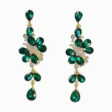 1 Pair Fashionable And Exaggerated Pair Of Luxurious Earrings With A High-End Temperament, Paired With Personalized Earrings, Suitable For Banquets, Parties, And Valentine'S Day Gifts - 墨綠色 - 查看 2