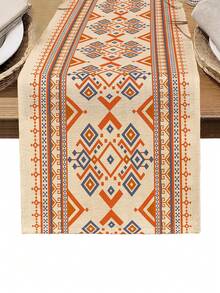 1pc Geometric Pattern Printed Table Runner, 4pcs Geometric Pattern Printed Placemats, Suitable For Holidays, Parties, Birthdays, Dinners, Kitchen & Dining Room Table Decor, All Season Home & Living Decor - Multicolor - View 16