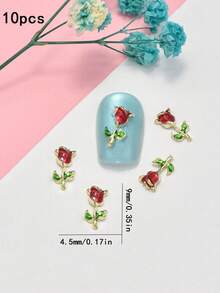 10 قطع زخرفة أظافر على شكل وردة صغيرة، سحر وردة مينا بتصميم بسيط، اكسسوارات تزيين الأظافر DIY