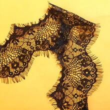 10cm Wide Fashionable Eyelash Lace Trim, Black & White Mesh Fabric, Suitable For Sewing, Crafts, Clothing, Home Decor And Wedding Decoration - Multicolor - View 3