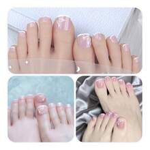 TendenciaUñas Postizas Para Pies Francesa Nails 24 Postizas Decoradas Blanco Uñas Postizas Para PiesCalidad premium - 1 - Ver 7