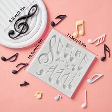 吉他音符硅胶模具，DIY 树脂工艺品工具，音符巧克力模具，吉他，收音机，蛋糕烘焙装饰，软糖模具，粘土模具配件 - 米色 - 查看 16