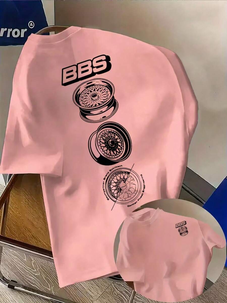 BBS Wheel Car JDM T-Shirt Unisex Men's Women's Blouse 100% Cotton Top Premium Streetwear New Release Immediate Shipping Various Colors!! - 淺粉色 - 查看 1