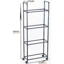 FDSDEFEN Estante de baloncesto con ruedas de 4 capas, hierro, 17.5 pulgadas de ancho x 7.7 pulgadas de profundidad x 50 pulgadas de alto, negro