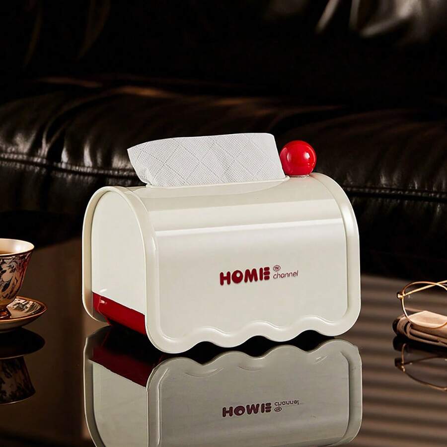 Boîte à mouchoirs, adaptée au salon et à la chambre, couleur crème, distributeur de mouchoirs pratique, modèle de table avec boîte à mouchoirs à ressort. - Blanc - Voir 1