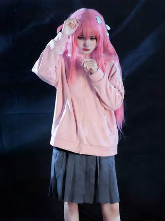 1pc Japanese Kawaii School Uniform, Pink Top + Skirt, Role Play, Anime Cosplay, Suitable For Garden Dates, Afternoon Tea, Valentine's Day, Photo Shoots, Graduation, Conventions, Clubs, Masquerade