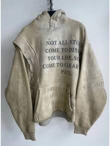 Wasteland Warrior Hoodie: Tactical Irregularity Meets - 卡其色 - 查看 4