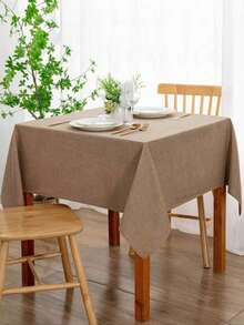 1pc Waterproof, Oil-Proof And Stain-Resistant Linen Tablecloth, Japanese Minimalist Square Style For Kitchen, Dining Room, Living Room, Study Or Any Home Decor, Suitable For Daily Use And Holiday/Party Decoration - Coffee Brown - View 4