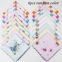 1/4 Piece Women's Handkerchief, Vintage Style Bandana, 11 Inch Floral Pattern, Wavy Edged Design, Embroidered Craft, Suitable For Tea Parties, Weddings And Other Occasions