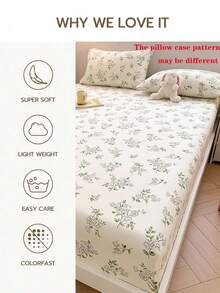 3pcs White Printed Fitted Sheets, Anti-Pilling Mattress Protector, Soft & Skin-Friendly, Boys & Girls Student Dorm Bedding, Multiple Colors Available, Full Coverage Mattress Protector, Machine Washable - White - View 7