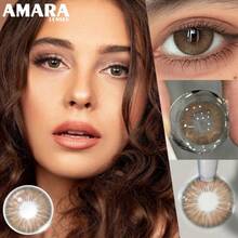 1 par de lentes de contacto de color natural AMARA, lentes de color azul hermoso para ojos marrones, lentes de contacto anuales - Desechable Anual - Ver 3