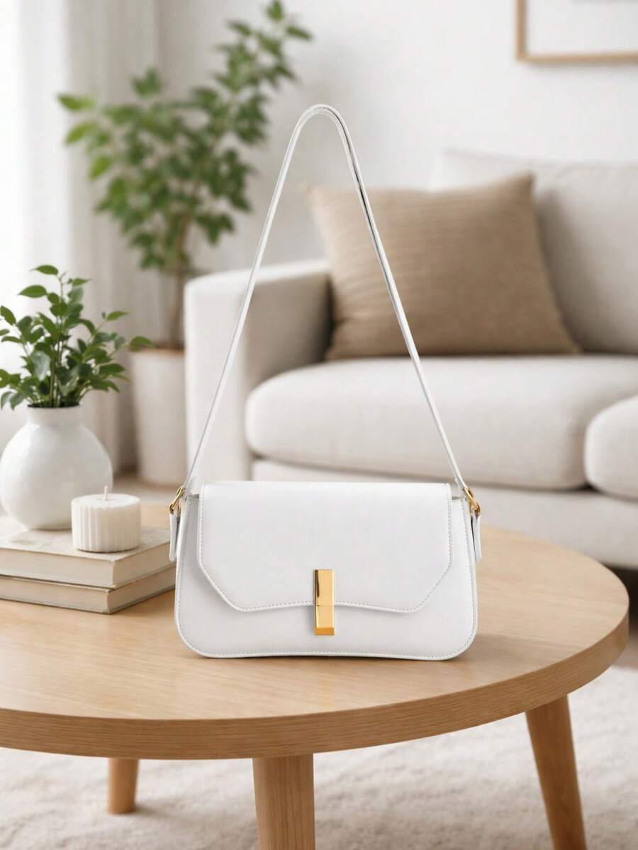 Women's Baguette Shoulder Bag With Short Strap - 白色 - 查看 1