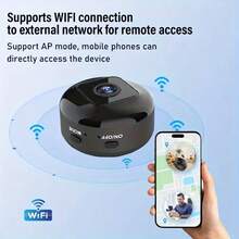 1 pieza Cámara oculta mini espía, cámara oculta inalámbrica WiFi para teléfono móvil, función de detección móvil, función de visión nocturna, función de visualización móvil, cámara oculta Full HD, adecuada para en el hogar/oficina. - Negro - Ver 10