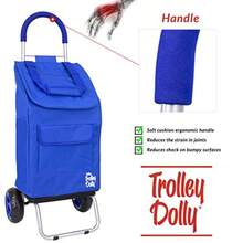 OdwmwhuhTrolley Dolly Blue Foldable Shopping Cart For Groceries With Wheels And Removable Bag And Rolling Personal Handtruck Standard - Màu xanh lam - Xem 2