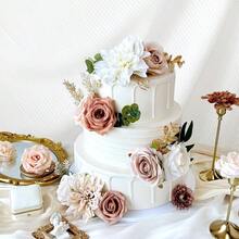 Caja Combinada de Flores Artificiales Rosas de Seda Naranja Quemado con Tallos Sunset Terracotta DIY Ramos Nupciales de Boda Otoño Boho Pastel Arreglos Florales Falsos Baby Shower Fiesta Centros de - Desnudo, terracota - Ver 3