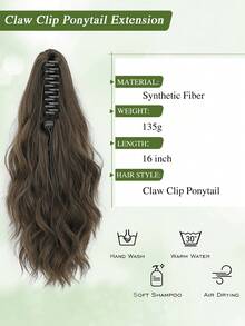 16 Inch Ponytail Extensions Claw Clip In Ponytail Hairpiece Synthetic Pony Tails Hair Piece Natural Wavy Hairpieces Party Daily For Women - Multicolor - View 4