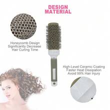 6 Size Nano Ceramic Ionic Thermal Round Brush, Hair Salon Styling Curling Volumizer, Suitable For Blow Drying And Curling - 棕色 - 查看 5