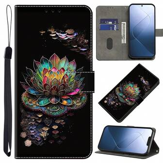GLANDOTU Lotus-Style Flip Phone Case With Card Slots, Stand And Lanyard Attachment PU Leather Phone Case Compatible With Multiple Mobile Phone Brands And Models