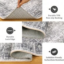Vintage Boho Area Rug Washable Runner Rug Soft Low Pile Pastel Carpet For Living Room Bedroom Nursery Farmhouse - 灰色 - 查看 8