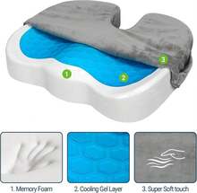 Season Guard Tailbone Pain Relief Office Chair Seat Cushion, Memory Foam Gel Seat Cushion For Sciatica Pain Relief With Washable Cover, Butt Cushion For Long Sitting, Mesh, Black - MàuD - Xem 4