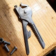 8-In-1 Keychain Multitool, Portable Screwdriver, Folding Mini Knife & Survival Gear Accessories, EDC Carabiner Organizer - Silver - View 7