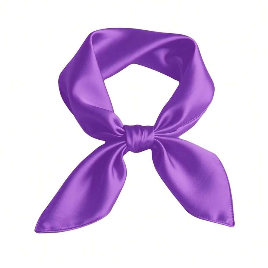Lilike Silk Feeling Square Neck Scarf 28\ X 28\ Ascot For Women Men Retro Cosplay Halloween Accessory,28inchx28inch,Purple - 紫色 - 查看 1