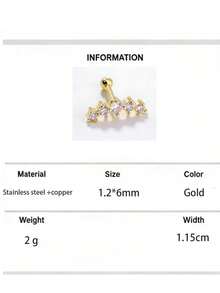 1件装钻石CZ软耳骨耳环耳钉穿刺饰品