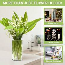 SUREAM Plastic Vases For Centerpieces, 9.8"H X 4.7\ W Hurricane Candle Holder, Acrylic Containers For Organization, Clear Flower Vase For Wedding, Party, Dinners, Event, Home, Office Decoration - Cao 9,8 inch x Rộng 4,7 inch - Xem 5