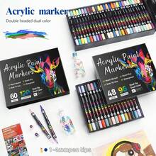 168pcs Dual-Tip Dual-Color Acrylic Marker Pens, DIY Hand-Painted Watercolor Pens, Art Stationery Set, Rich Colors, Strong Coverage, Quick-Drying, Water-Resistant, Suitable For Various Art Creations - Sets - View 5