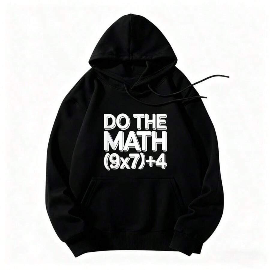 Couple's Do The Math Pattern Hoodies - Metal-End Strings, Soft Fabric - Black - View 1