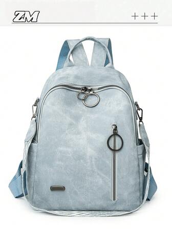 Sac à dos minimaliste style vintage pour femme, design à fermeture éclair multi-poches, convient pour un usage quotidien, les déplacements, les activités de plein air, peut contenir un ordinateur portable, sac à dos pour étudiant