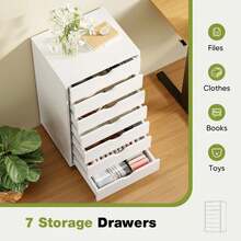 7-Drawer Portable Storage Cabinet On Wheels For Office, Bedroom & Home Organization, White - 7 ngăn kéo-trọng lượng - Xem 6