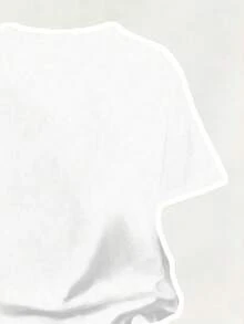 女童卡通印花圆领短袖上衣和喇叭裤套装 - 白色 - 查看 7