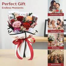 Vaanshie Bouquet de Flores Eternamente Frescas Bouquet de Rosas Rosas-Rojas Preservadas de Larga Duracion para el Dia de San Valentin Navidad Aniversario Regalos de Cumpleaños para Ella - Rojo - Ver 4