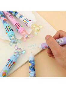 1 szt./2 szt./3 szt./4 szt./5 szt./10 szt. Zmazywalne długopisy żelowe z serii Disney Stitch, 0,5 mm, długopisy z motywem kreskówkowym, 5 szt./opakowanie, metalowe długopisy kulkowe z motywem świątecznym, z klipsem kieszonkowym, chowane, okrągła końcówka - Wielokolorowe - Zobacz 6