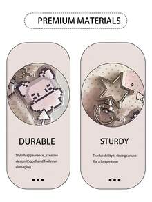 1pc Cute Cartoon Pixel Rabbit, Mouse, Clover Acrylic Star Keychain, Suitable As Bag/Car Key Chain, Gift For Friends, Anniversary, Wedding, Holiday, Party, Daily Accessory And Bag Decoration