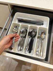 1pc Kitchen Drawer Divider Cutlery Organizer Box, Home Cabinet Built-In Compartment Knife Fork Chopstick Storage Rack, Kitchenware Storage, Kitchen Cabinet Chopstick Cutlery Organizer Box, Knife Fork Spoon Separator Tray - Nhiều màu - Xem 4