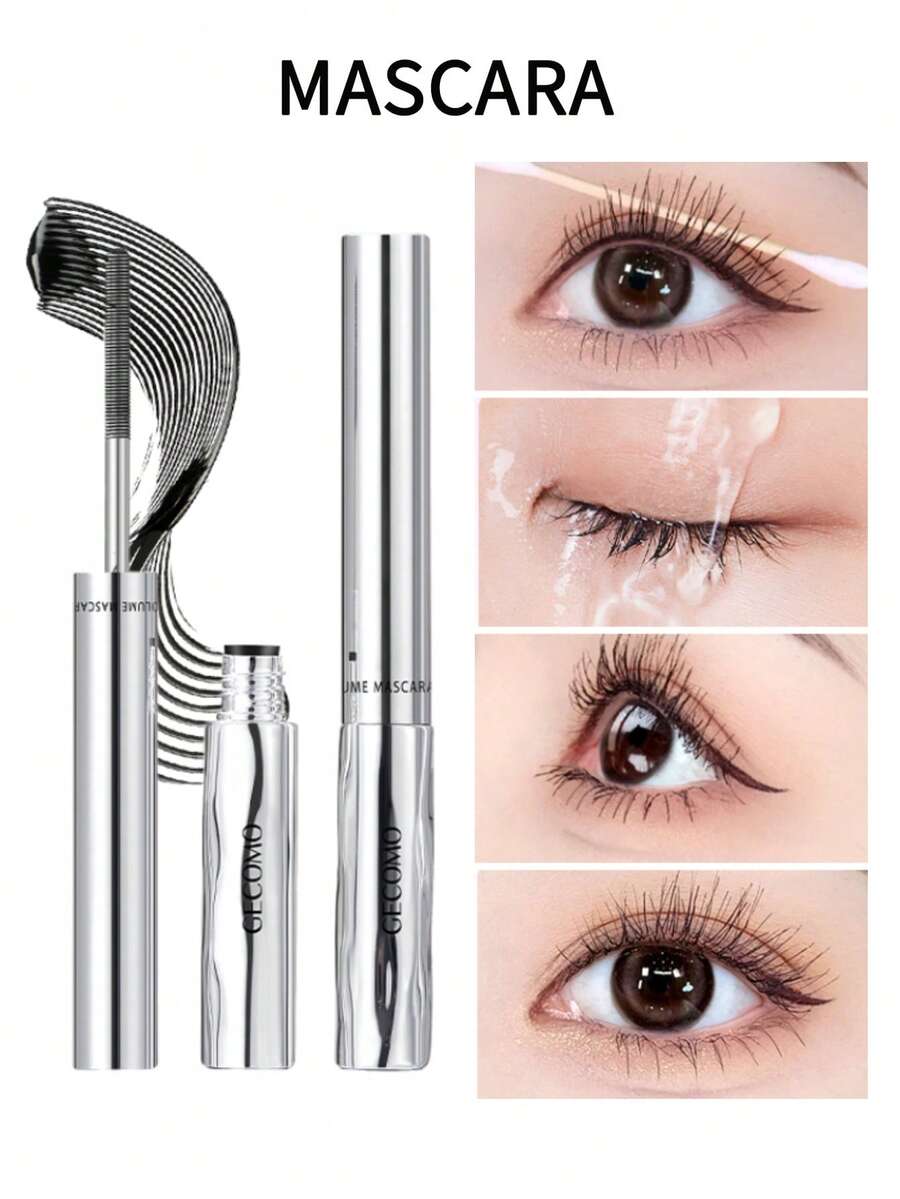 2Pcs Lengthening & Curling Waterproof Mascara, Smudge-Proof, Defines Lashes, Daily Eye Makeup Perfect Birthday & Valentine's Day Gift - 黑色 - 查看 1