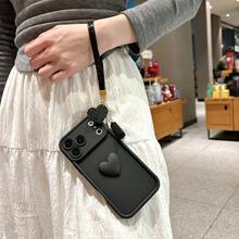 1个心形多巴胺手链，流苏腕带，手机壳，兼容 16/17 Pro Max，全包保护套，简约设计，可爱卡通风格，完美保护您的手机，兼容荣耀X7/三星Galaxy A56 5G/Infinix Smart 8/Infinix Hot 40i/Transsion Spark 20/Spark 20C/Spark Go 2024/红米Note 14 5G/摩托罗拉Moto E22/E22i/OPPO A54 Reno 11F，国际版，非国内版 - 黑色 - 查看 4