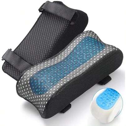 2 PCS Reposabrazos Ergonómicos para Silla de Oficina, con Gel Refrescante de Reposabrazos, con Almohadillas de Reposabrazoss de Espuma Viscoelástica Cojín Alivio de Presión de Codo Antebrazo