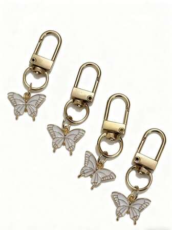 4pcs Personalized White Cute Butterfly Keychain, Bag Decor Chain, Valentine's Day Gift, Gift For Her