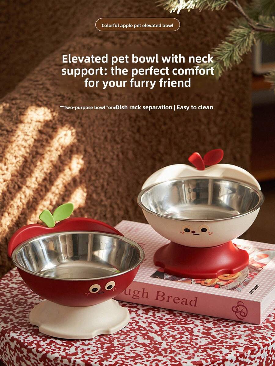 1pc High-Leg Anti-Slip Anti-Spill Pet Bowl, Large Capacity Dog/Cat Food & Water Bowl, Easy To Clean - Multicolor - View 1