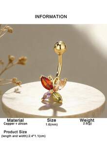 1pc Fashionable Butterfly Navel Piercing Ring, Suitable For Daily Wear, Beach, Party And Other Occasions